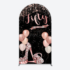 Aperturee - Aperturee Glitter Balloon High Heel Birthday Arch Backdrop