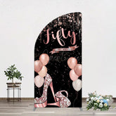 Aperturee - Aperturee Glitter Balloon High Heel Birthday Half Moon Arch Backdrop