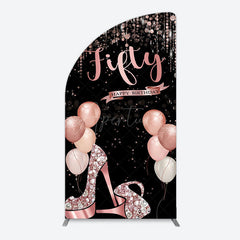 Aperturee - Aperturee Glitter Balloon High Heel Birthday Half Moon Arch Backdrop