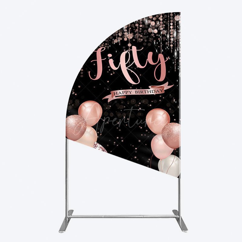 Aperturee - Aperturee Glitter Balloon High Heel Birthday Half Moon Arch Backdrop