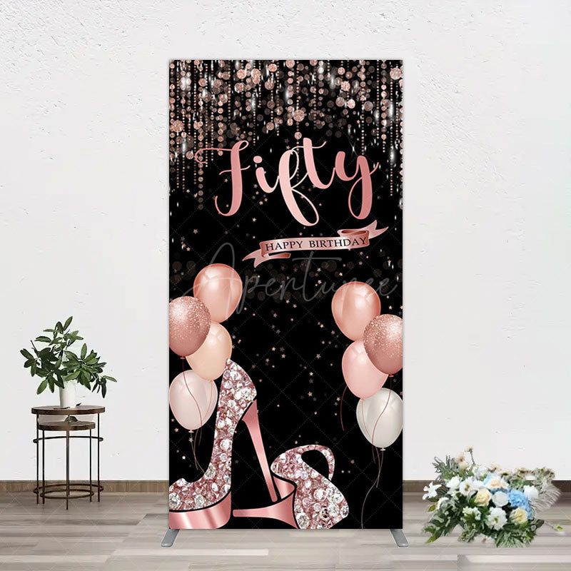 Aperturee - Aperturee Glitter Balloon High Heel Birthday Rectangle Backdrop
