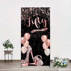 Aperturee - Aperturee Glitter Balloon High Heel Birthday Rectangle Backdrop