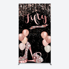 Aperturee - Aperturee Glitter Balloon High Heel Birthday Rectangle Backdrop