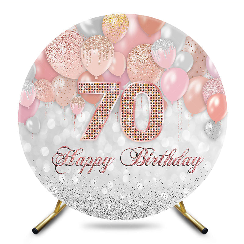 Aperturee - Aperturee Glitter Balloons Bokeh Circle 70th Birthday Backdrop