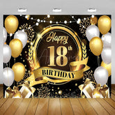 Aperturee - Aperturee Glitter Balloons Happy 18th Birthday Backdrop For Men Elegant Party Decor Event Photo Prop