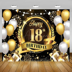 Aperturee - Aperturee Glitter Balloons Happy 18th Birthday Backdrop For Men Elegant Party Decor Event Photo Prop