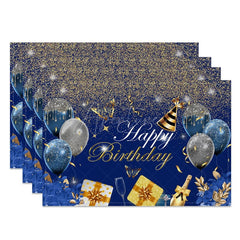 Aperturee - Aperturee Glitter Balloons Happy Birthday Set of 4 Placemats