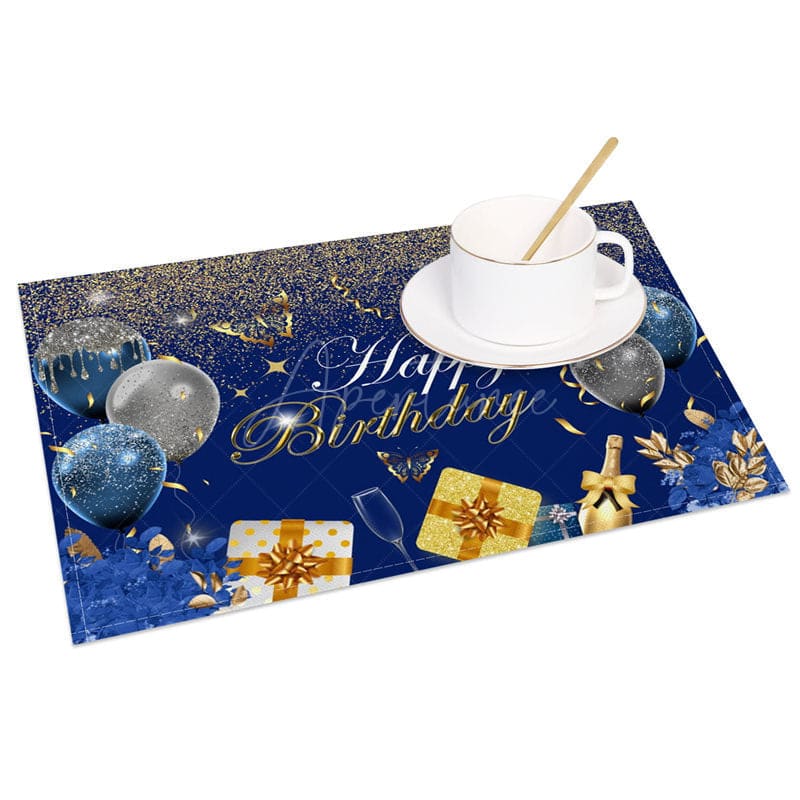 Aperturee - Aperturee Glitter Balloons Happy Birthday Set of 4 Placemats