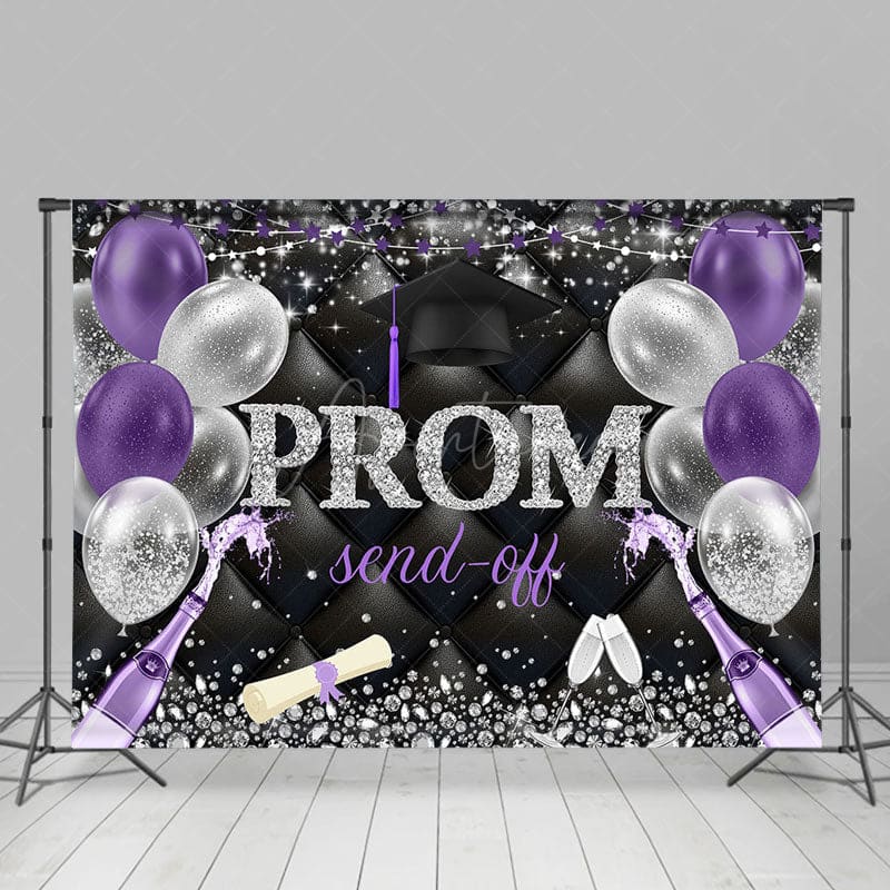 Aperturee - Aperturee Glitter Balloons Prom Send Off Congrats Grad Backdrop