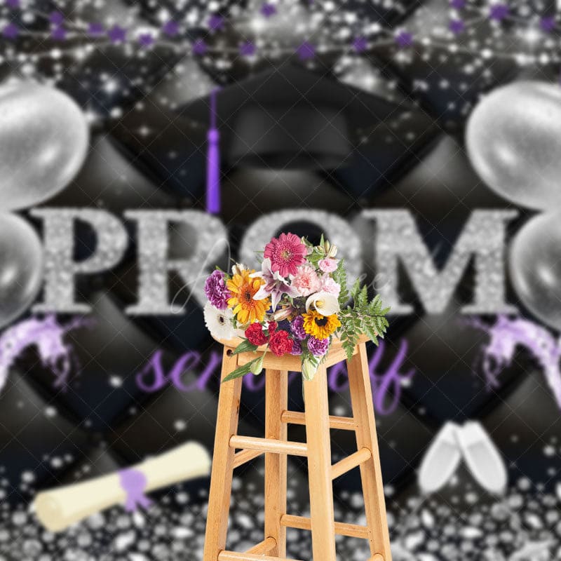 Aperturee - Aperturee Glitter Balloons Prom Send Off Congrats Grad Backdrop