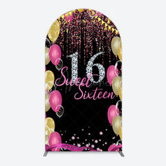Aperturee - Aperturee Glitter Balloons Sweet 16 Birthday Arch Backdrop