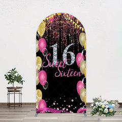Aperturee - Aperturee Glitter Balloons Sweet 16 Birthday Arch Backdrop
