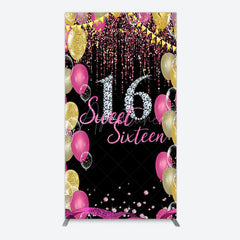 Aperturee - Aperturee Glitter Balloons Sweet 16 Birthday Rectangle Backdrop