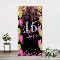 Aperturee - Aperturee Glitter Balloons Sweet 16 Birthday Rectangle Backdrop