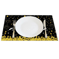 Aperturee - Aperturee Glitter Black And Gold Graduate Set of 4 Placemats