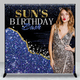 Aperturee - Aperturee Glitter Blue Diamonds Custom Photo Birthday Backdrop