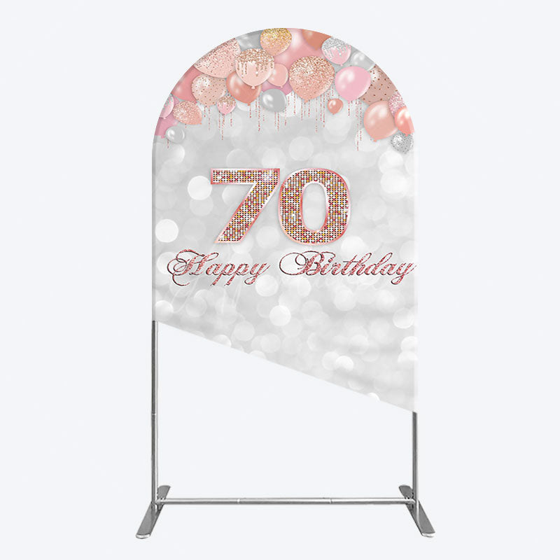 Aperturee - Aperturee Glitter Bokeh Balloons Happy Birthday Arch Backdrop