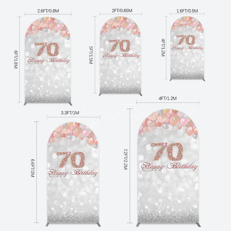 Aperturee - Aperturee Glitter Bokeh Balloons Happy Birthday Arch Backdrop