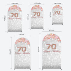 Aperturee - Aperturee Glitter Bokeh Balloons Happy Birthday Arch Backdrop