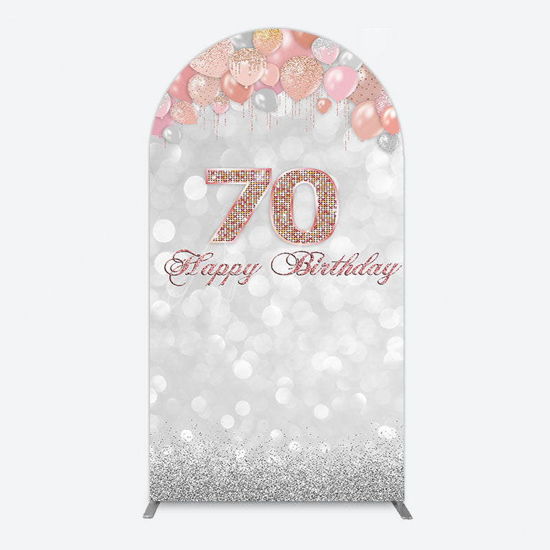 Aperturee - Aperturee Glitter Bokeh Balloons Happy Birthday Arch Backdrop