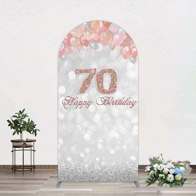 Aperturee - Aperturee Glitter Bokeh Balloons Happy Birthday Arch Backdrop