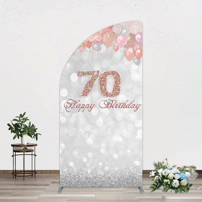 Aperturee - Aperturee Glitter Bokeh Balloons Happy Birthday Half Moon Arch Backdrop