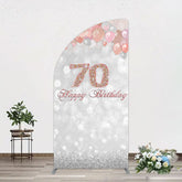 Aperturee - Aperturee Glitter Bokeh Balloons Happy Birthday Half Moon Arch Backdrop