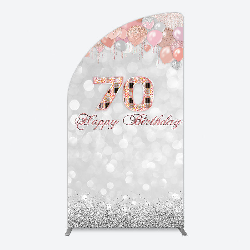 Aperturee - Aperturee Glitter Bokeh Balloons Happy Birthday Half Moon Arch Backdrop