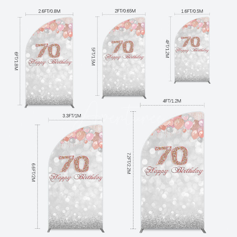 Aperturee - Aperturee Glitter Bokeh Balloons Happy Birthday Half Moon Arch Backdrop