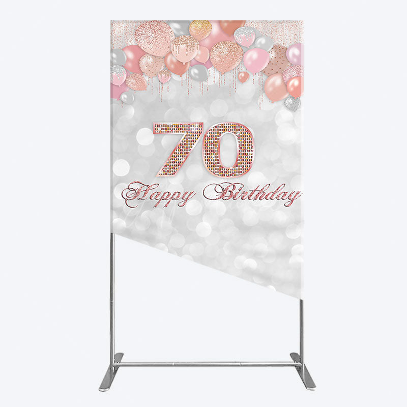 Aperturee - Aperturee Glitter Bokeh Balloons Happy Birthday Rectangle Backdrop