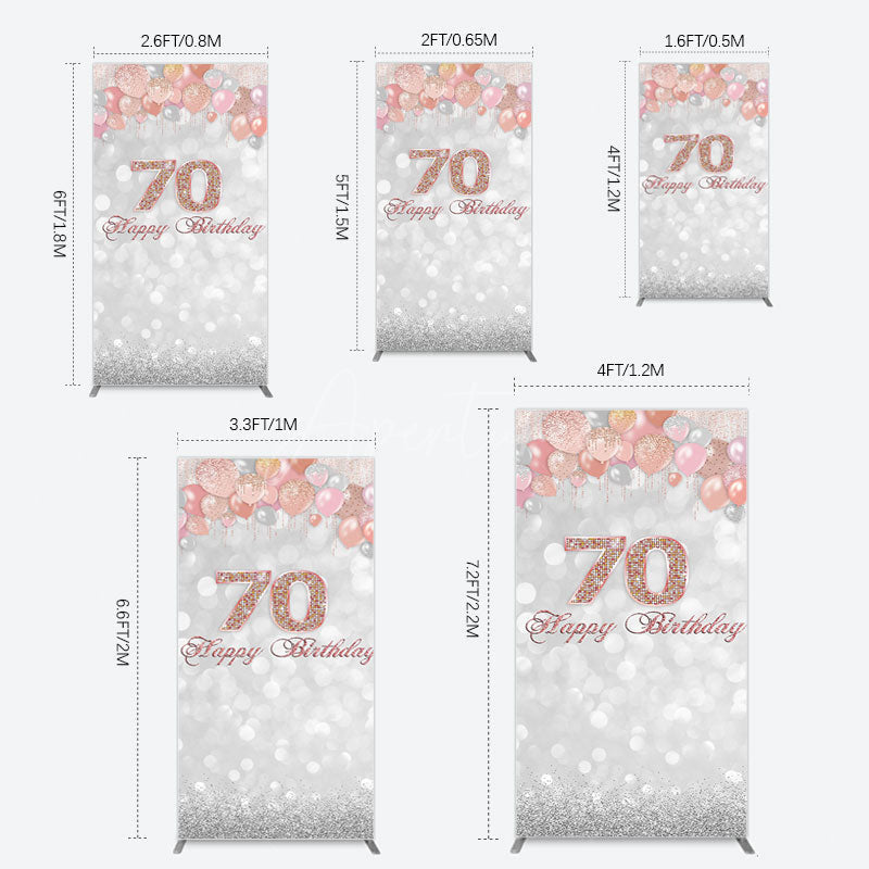 Aperturee - Aperturee Glitter Bokeh Balloons Happy Birthday Rectangle Backdrop