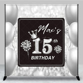 Aperturee - Aperturee Glitter Bokeh Black Grey Balloon Birthday Backdrop