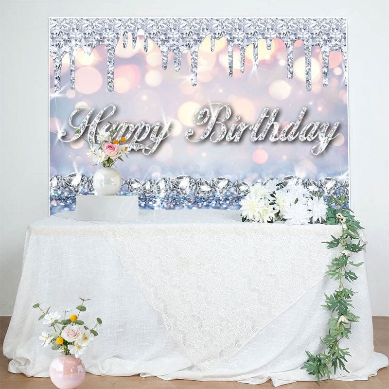 Aperturee - Aperturee Glitter Bokeh Diamonds Queen Happy Birthday Backdrop