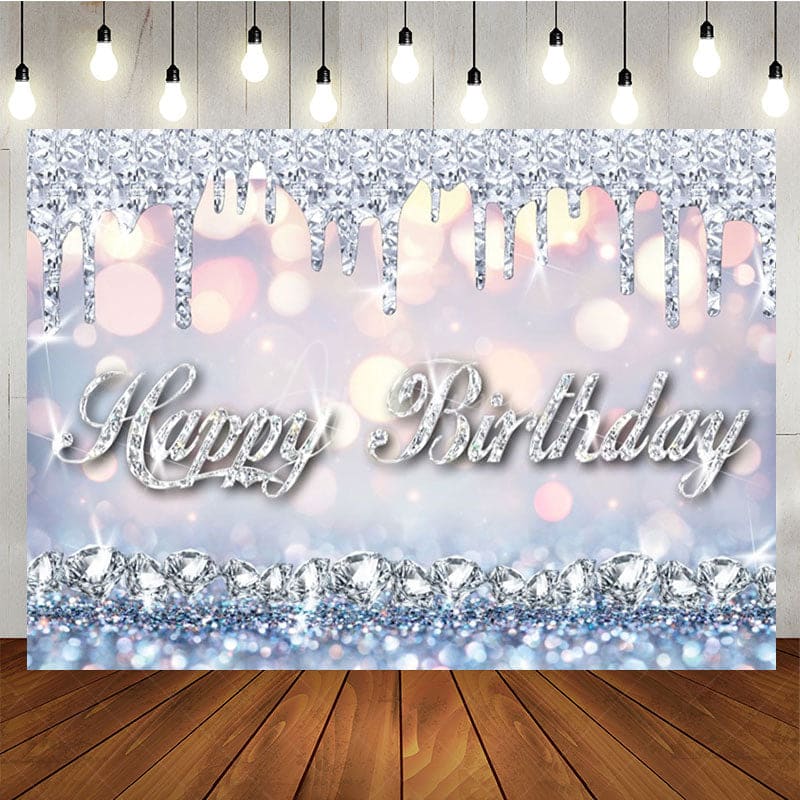 Aperturee - Aperturee Glitter Bokeh Diamonds Queen Happy Birthday Backdrop