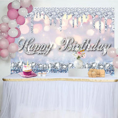 Aperturee - Aperturee Glitter Bokeh Diamonds Queen Happy Birthday Backdrop