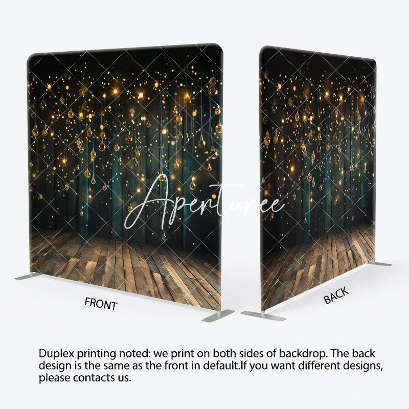 Aperturee - Aperturee Glitter Bokeh Lamp Bulb Black Christmas Backdrop