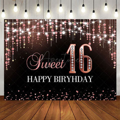 Aperturee - Aperturee Glitter Bokeh Light Lines Sweet 16 Birthday Backdrop