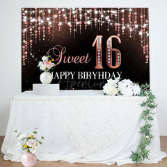 Aperturee - Aperturee Glitter Bokeh Light Lines Sweet 16 Birthday Backdrop