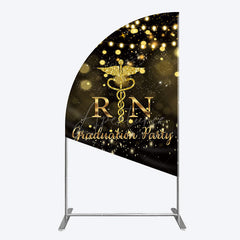 Aperturee - Aperturee Glitter Bokeh Nurse Graduation Party Half Moon Arch Backdrop