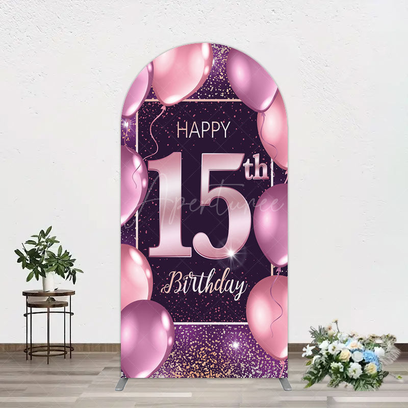 Aperturee - Aperturee Glitter Bokeh Sweet 15th Birthday Arch Backdrop