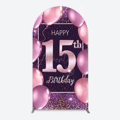 Aperturee - Aperturee Glitter Bokeh Sweet 15th Birthday Arch Backdrop
