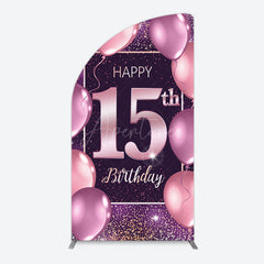 Aperturee - Aperturee Glitter Bokeh Sweet 15th Birthday Half Moon Arch Backdrop