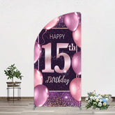 Aperturee - Aperturee Glitter Bokeh Sweet 15th Birthday Half Moon Arch Backdrop