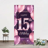 Aperturee - Aperturee Glitter Bokeh Sweet 15th Birthday Rectangle Backdrop