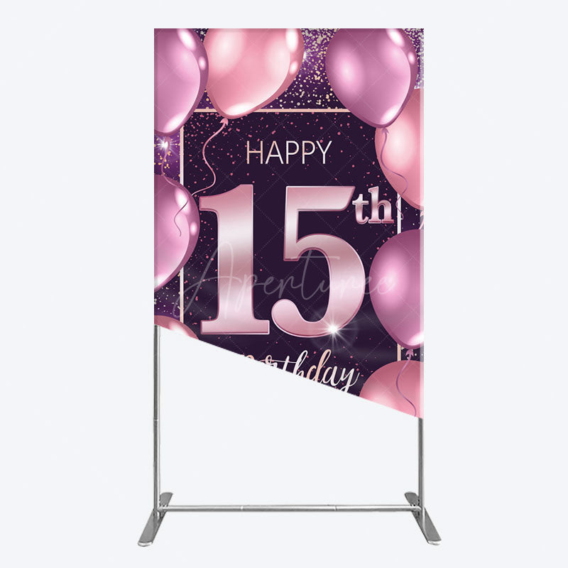 Aperturee - Aperturee Glitter Bokeh Sweet 15th Birthday Rectangle Backdrop
