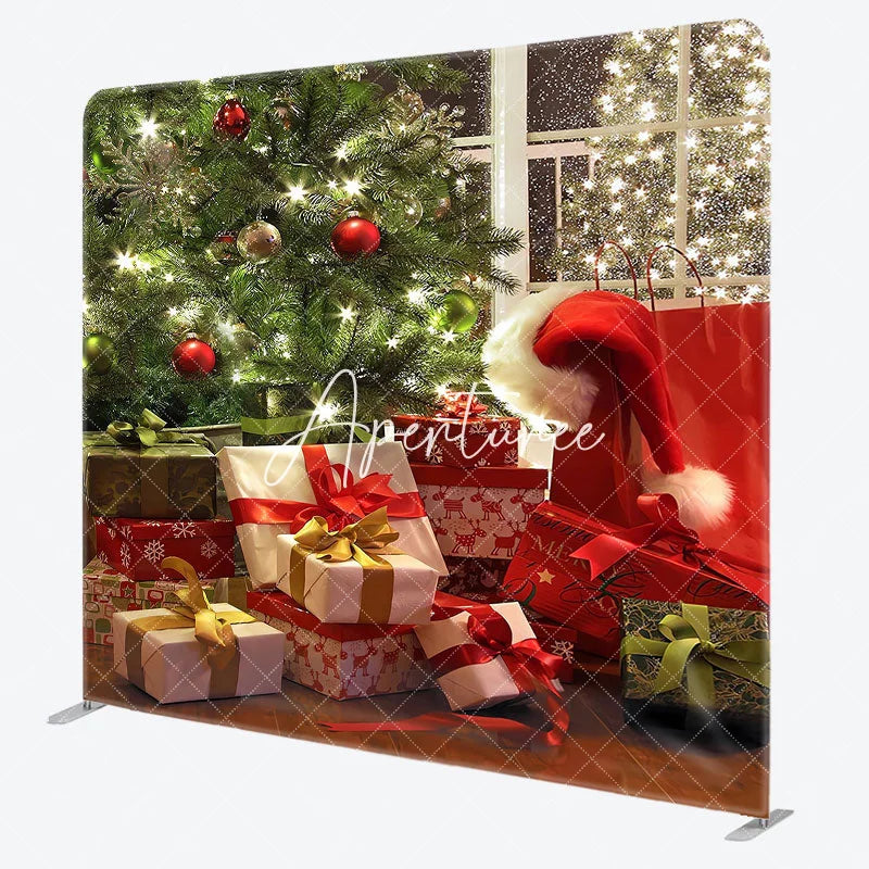 Aperturee - Aperturee Glitter Christmas Tree Gifts Pillow Case Backdrop