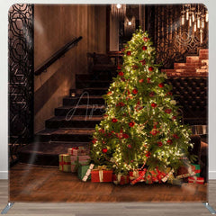 Aperturee - Aperturee Glitter Christmas Tree Stairs Pillow Case Backdrop