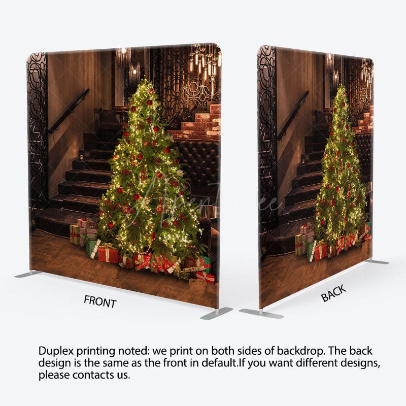 Aperturee - Aperturee Glitter Christmas Tree Stairs Pillow Case Backdrop