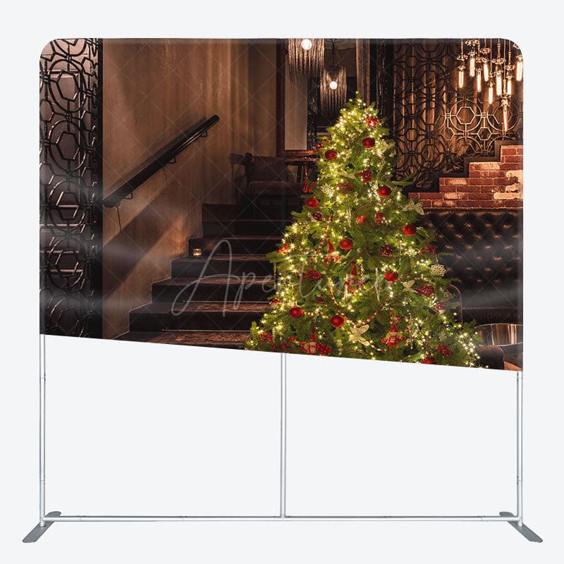 Aperturee - Aperturee Glitter Christmas Tree Stairs Pillow Case Backdrop