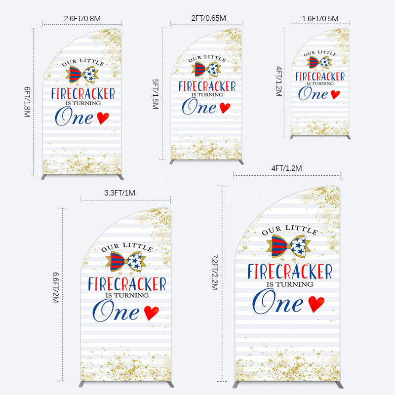 Aperturee - Aperturee Glitter Firecracker Holiday Birthday Half Moon Arch Backdrop